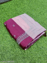 Embroidered pink chiffon ZHALAK PINK005 saree with separate blouse, contrasting net pattern, Indian origin