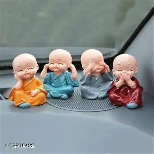 Multicolor handcrafted monk set of 4, religious idols for home/office/car decor