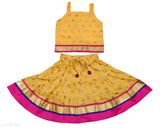 Polka dot rayon lehenga and choli for baby girls, 3-6 months - Indian printed block print design on display