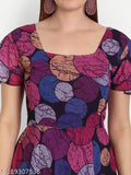 Designer Georgette one-piece kurti, short sleeves, printed combo, big sizes available from S to 6XL, Indian origin