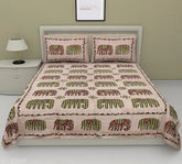 Barmeri print cotton king size double bedsheet with 2 pillow covers, quality 250 thread count, India-made bedroom essentials