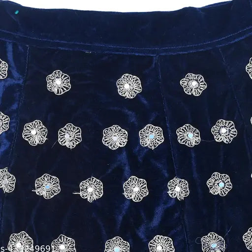 Vintage velvet kids lehenga-choli set, self-designed with embroidered patterns, Indian origin