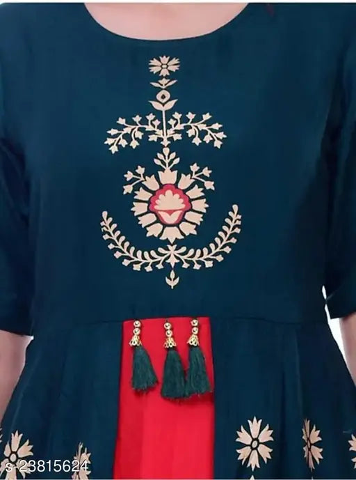 Rayon printed combo short sleeve kurti by Banita Superior, India. Price drop sale