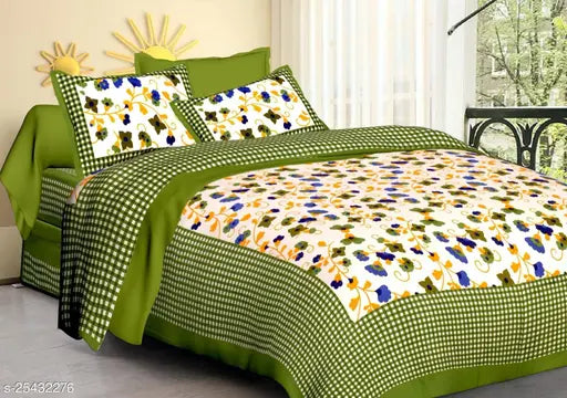 Voguish cotton bedsheets (210 thread count), 2 pillow covers, queen size