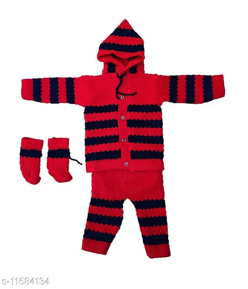 Organic cotton baby care sweater set, 6-9M, 6-12M, 9-12M. Infant clothing on display, Indian origin