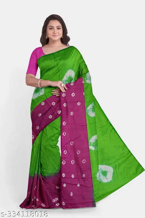 Chiffon South Indian and Maharashtrian fancy saree with solid art silk blouse for daily wear and occasions, vibrant color on display