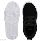 Black textile and PVC lace casual shoes for toddlers, age range 15-18 months to 4 years, origin India