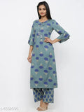 Women's printed rayon kurti, three-quarter sleeve, vibrant Indian print, M size (bust 38in, length 44in)