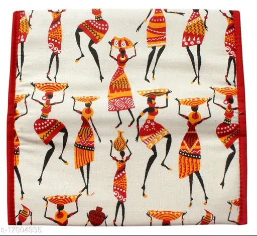 Handcrafted Warli print fabric wallet pack, free size, 2 compartments, Indian artisan-made ladies purse