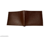 Brown faux leather premium quality men's album wallet, 2 compartments, solid pattern, free size (14cm x 10cm)