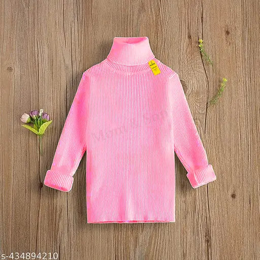 Wool winter high neck sweater for kids, solid color in sizes 12-18 months to 4-5 years, Indian origin
