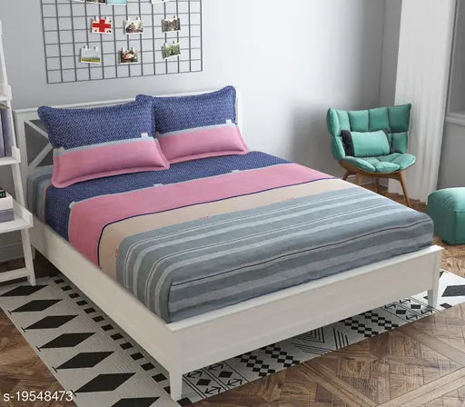 Ultra soft king size glaze-cotton bed sheets with 2 pillow covers, 150 thread count