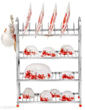 Stainless Steel 4-Shelf Kitchen Rack for Dish Storage | Corrosion-resistant, easy assembly and cleaning | 24x18 inch kitchen organizer