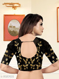 Black net embroidery saree, free size with separate silk blouse, Indian embellished traditional wear