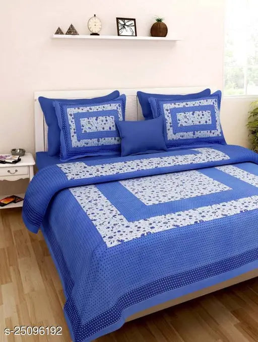 Glace cotton, superfine abstract classic alluring bedsheets. Ideal for adult summer use, set of 6 double queen flat sheets & 12 pillow covers from India