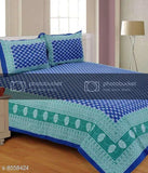 Multicolor Rajasthani Jaipuri Printed King Size Cotton Bedsheet with 2 Pillow Covers, Queen size (95 x 85 in)