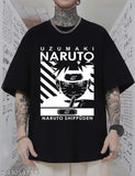 Mens black cotton blend oversized round neck half sleeve graphic printed t-shirt featuring Teddy Bear design, anime style