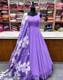 Purple Georgette Anarkali Kurta with Dupatta, sleeveless, single size S-XXL, Indian cotton kurti set
