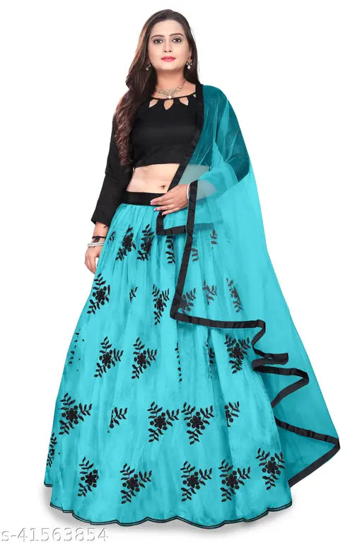 Art Silk Lehenga in Net Fabric with Embroidered Dupatta, featuring 8 vibrant colors. Perfect for parties and festivities. India origin." (120 characters)