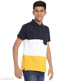 Cotton blend color blocked half sleeve polo shirt with pocket, Gentino brand