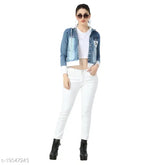 Denim self-design sweatshirt for women, stylish and graceful with long sleeves, size XS, S, M, L, XL (made in India)