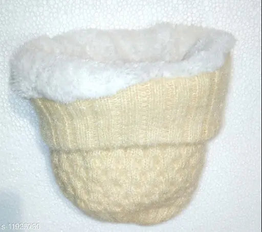 Woolen winter cap, solid pattern, fancy modern design for women & girls. Handmade woolen accessory from India
