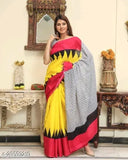 Attractive cotton saree in free size, single piece, featuring printed pallu and running blouse, originating from India