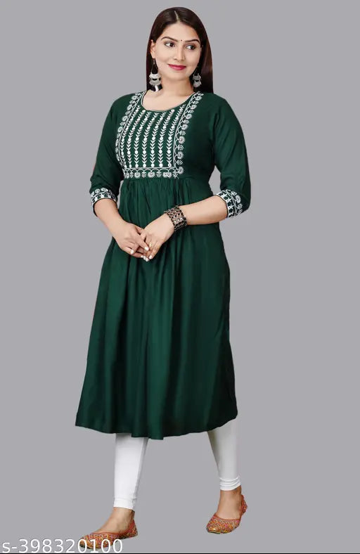 Women's Rayon Anarkali Kurta Set - Floral Printed, 3/4 Sleeve, Elegant Design, Versatile Styling