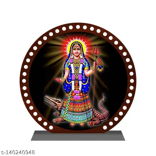 Multicolor Acrylic Khodiyar mata idol for car dashboard or home decor, divine spiritual gift item with attractive design and excellent engraving cuts