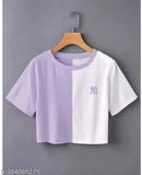 Colorblocked cotton women's half-sleeve crop top, vibrant and stylish in XS, S, M, L, XL. Made in India