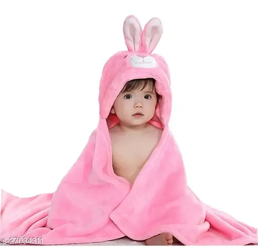 Soft polyester AC baby blanket, cartoon print, full body cover with hood, suitable for 0-6 months infants. Made in India