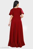 Maroon rayon ethnic boys gown, solid pattern with short sleeves, various sizes from 7-8 to 14-15 years
