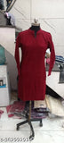 Pure daffodil wool Kurti, long sleeves, single color, free size (bust 20in, length 41in), handcrafted Indian fashion