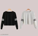 Trendy cotton blend sweatshirts/t-shirts in solid colors for women, perfect for everyday casual wear