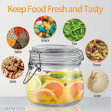 Glass airtight dry food storage jars (10in x 10in), ideal for pasta, spices, beans, and flour - pack of 4