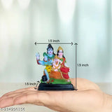 Multicolor Shiv Parivar Murti with Shiva Idol, Parvati & Ganesh Statue (Height 13 Inch), Indian spiritual gift for home decor