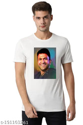 Appu The Powerstar printed micro polyester T-shirt, white round neck, short sleeves, Size L (40 in chest, 27 in length). Indian men's t-shirt featuring movie character design
