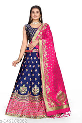 Art Silk Lehenga Choli Collection, traditional wear handcrafted by Jeqard, rich Banarasi Jacquard stitch