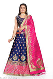 Art Silk Lehenga, Banarasi Jacquard semi-stitched with tussle, traditional Indian wear for ages 8-15, handcrafted by Jay Nejadhari Creation