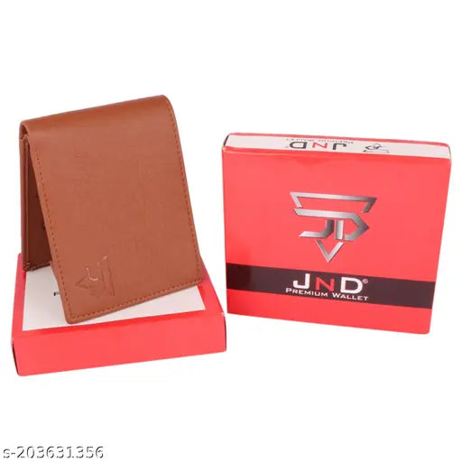 Stylish tan faux leather men's mini wallet, 9 card slots, well-crafted for casual use with durable cloth lining