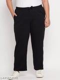 Black cotton plus-size loungewear pants with side pockets, soft and breathable for relaxed comfort