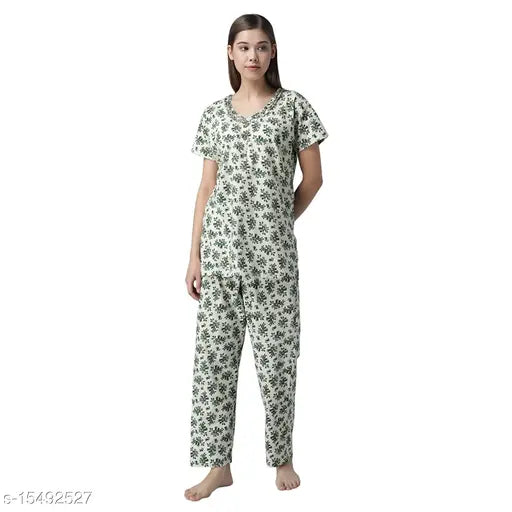 Floral printed cotton nightwear set for women, Shararat Women's pyjamas and top in vibrant Indian design