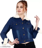 Solid plain denim women's jacket, long sleeves, quality finishing, India