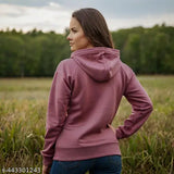 Peach fleece zipper hoody for women and girls - soft, comfortable, and versatile casual wear