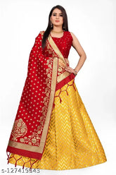 Banarasi Jacquard Silk Lehenga Collection, Chanderi Silk Dupatta and Blouse in various sizes from TIRUPATI Enterprise