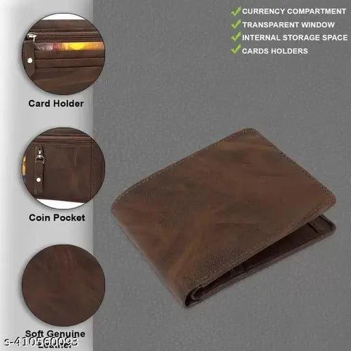 Brown faux leather mini wallet - 5 card slots by Zubex for men, practical and stylish design for daily use