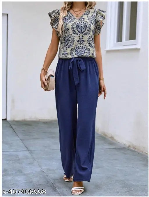 Classic Lycra printed net jumpsuit, glamorous style for women, short sleeves, size N (S: Bust 36in, Length 52in, Waist 34in; M: Bust 38in, Length 52in, Waist 36in) from India