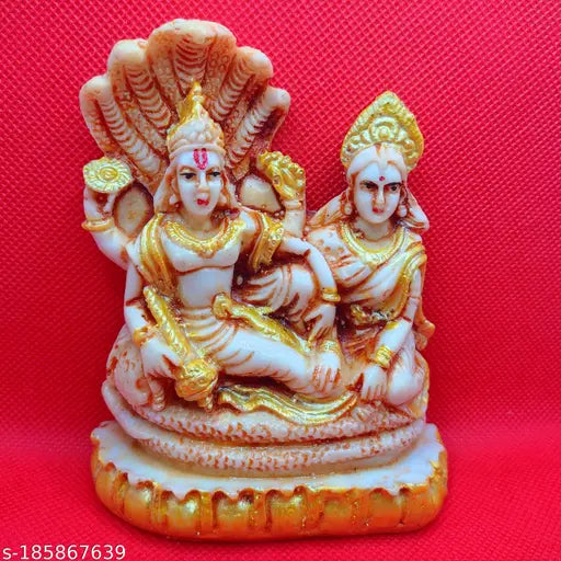 Marble Laxmi Narayan Idol, 250g Vishnu Lakshmi Murti for home temple. Handcrafted Indian god idol for spiritual peace and prosperity