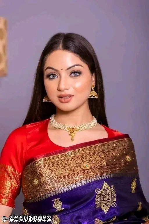 Golden Sambhalpuri embroidery Banarasi silk saree with satin running blouse, intricate zari patterns