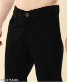 Men's straight-fit ankle-length polycotton denim jeans, solid pattern, versatile style for boys